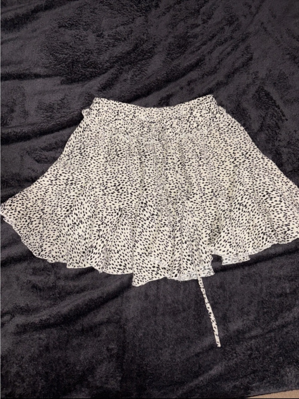 White and Black Polka Dot Flared Women's Skirt